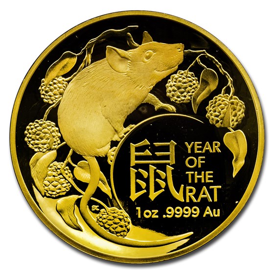 2020 Australia 1 oz Gold Lunar Rat Domed Proof (Abrasions) 2020 Australia 1 oz Gold Lunar Rat Domed Proof (Abrasions)
